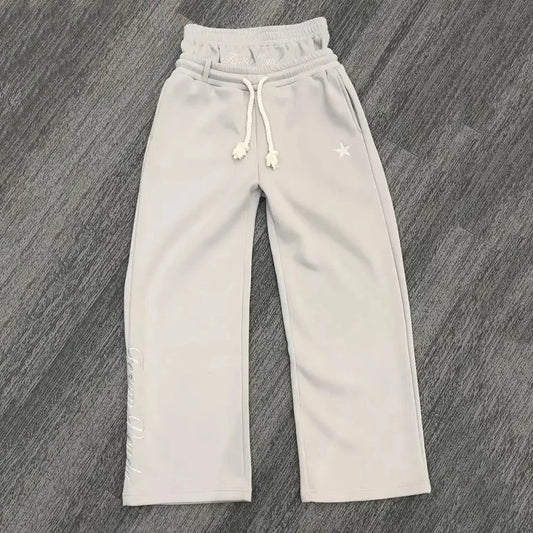 High-Waisted Straight-Leg Casual Pants Spring Summer New American Letter Embroidery Sports Wear for Women